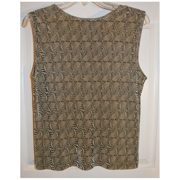 Plissé Sleeveless Swirl Print Pattern Blouse Top Shirt Size L - Picture 3 of 3